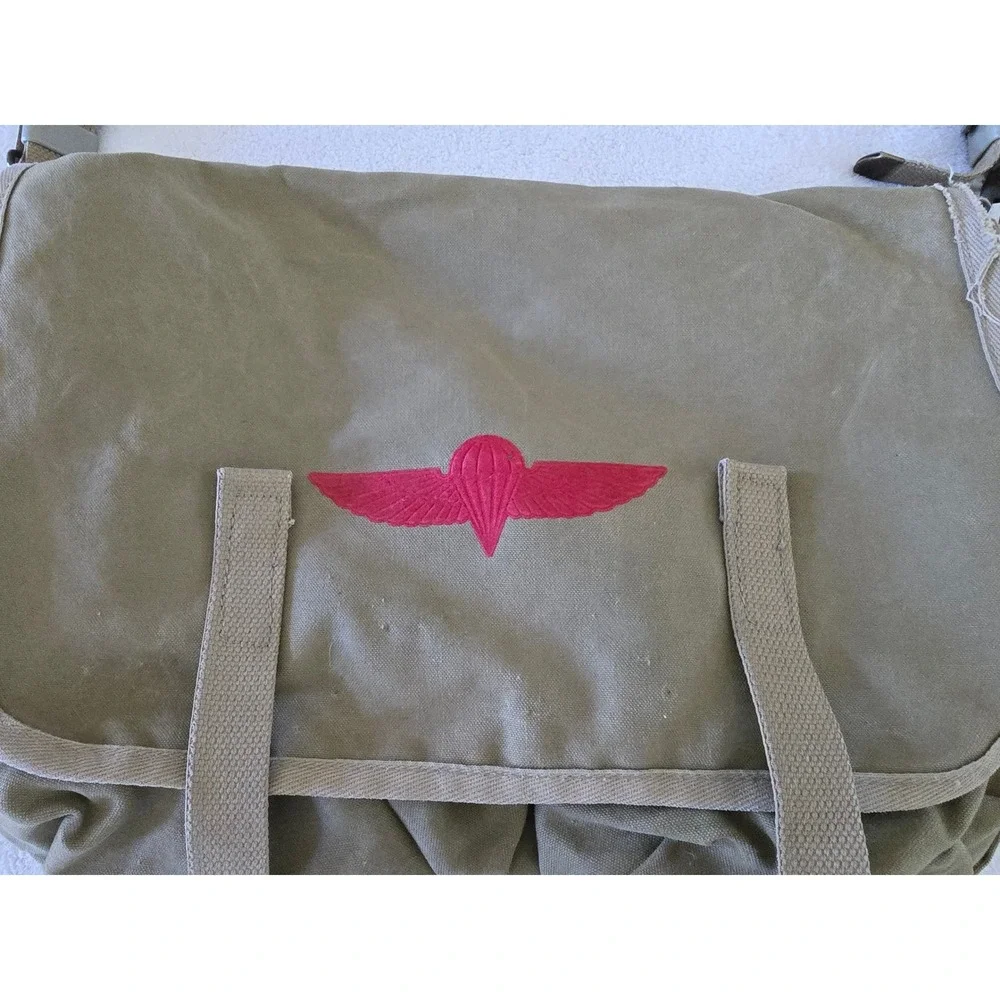Vintage Banana Republic Messenger Bag Olive Canvas Paratrooper Made Israel Worn